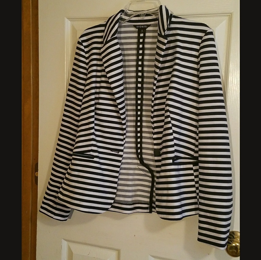 Blue Sapphire/white cotton blazer